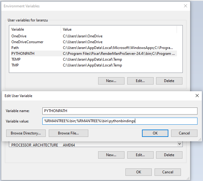 Edit PYTHONPATH variable