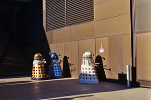 Dalek being lifted into truck